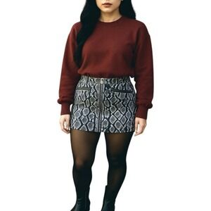 Blank Nyc Faux Leather Reptile Black Gray White Zipper Boho Casual Mini Skirt 26